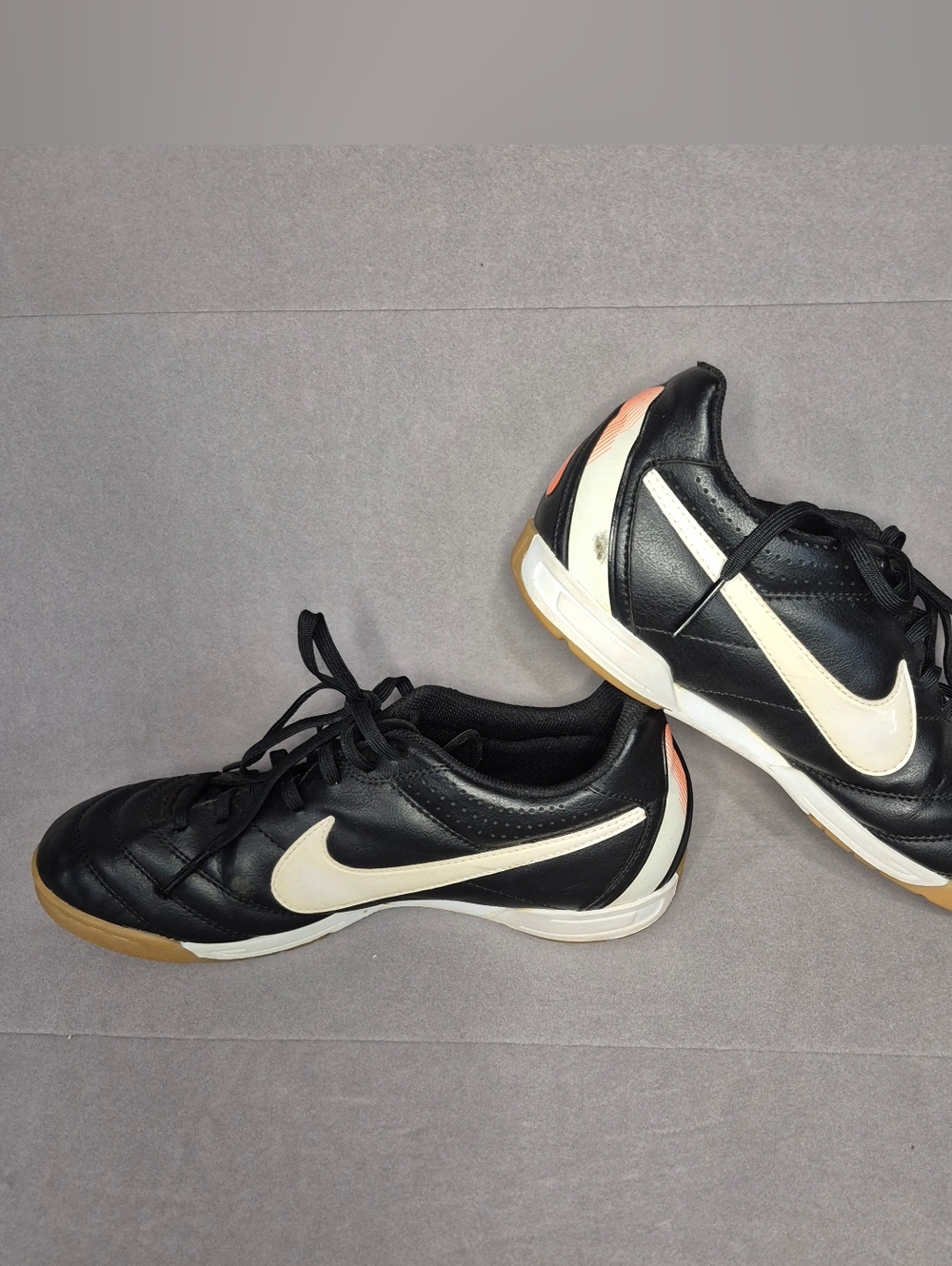 Nike Men’s Black Indoor Soccer Shoes with Cream Swoosh
